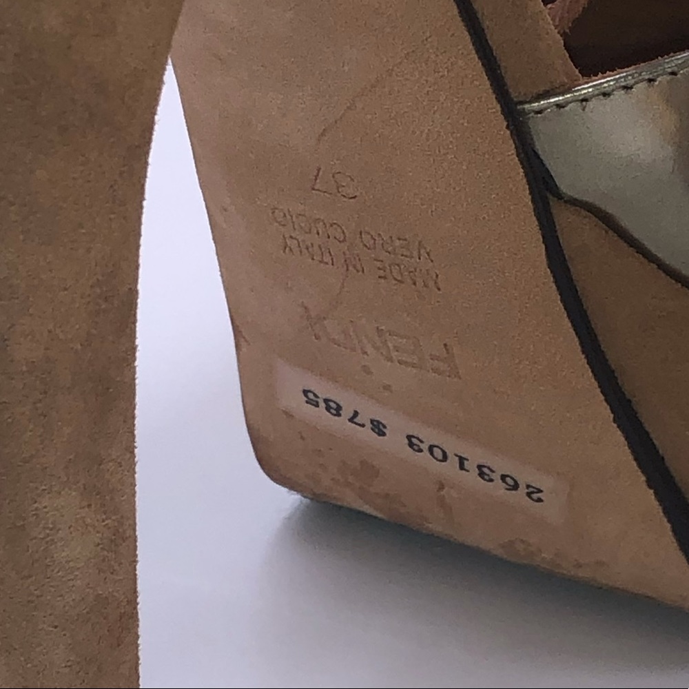 💯AUTH FENDI SUEDE HEELS PLATFORM 7 37 in BOX EUC - Picture 11 of 12